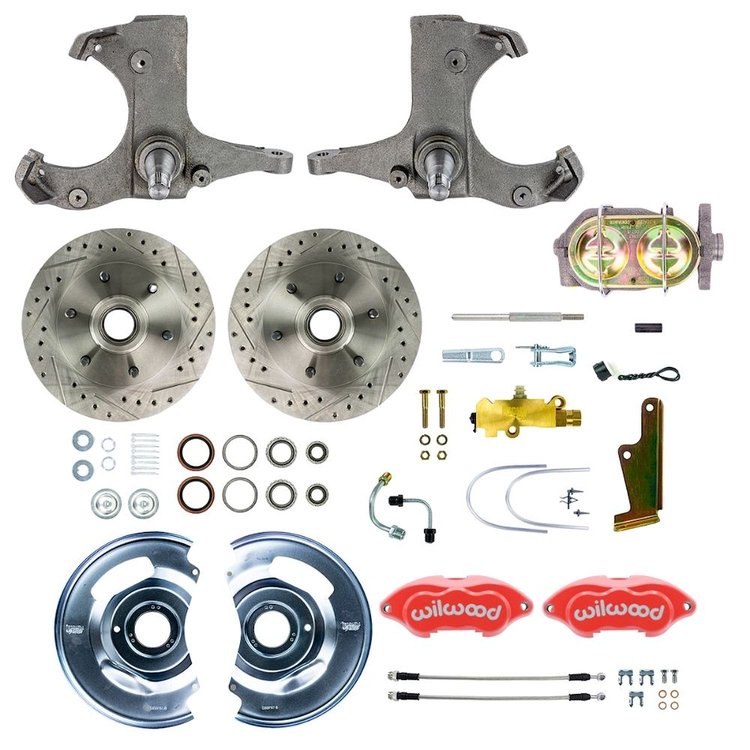 TSD6016ZP 1960-1962 GM Truck, Standard Front Disc Brake Conversion Kit, Red Wilwood Calipers