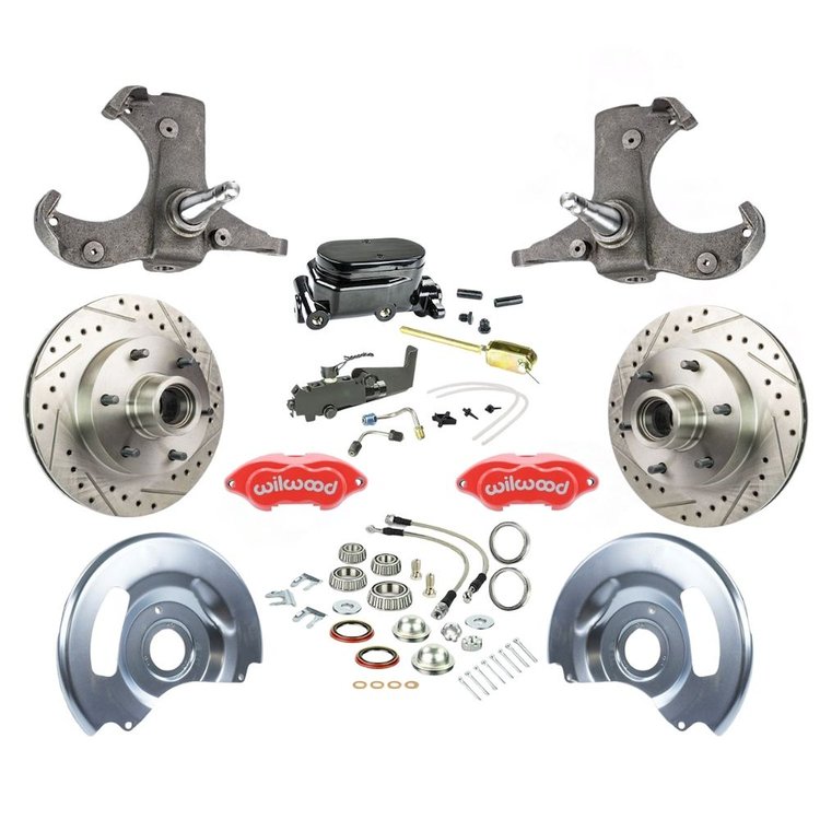 TSD6016ZYP 1960-1962 GM Truck, Standard Front Disc Brake Kit, Red Wilwood Calipers Black Upper