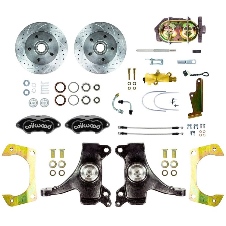 TSD6315DBP 1963-1970 GM Truck/Suburban 2 in. Drop, Std Front Disc Brake Kit, Black Wilwood calipers 5 Lug