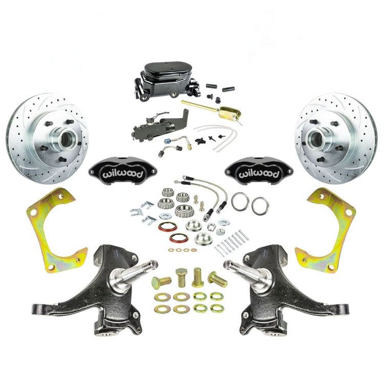 TSD6315DBYP 1963-1970 GM Truck/Suburban 2 in. Drop Std Front Disc Brake Kit, Black Wilwood Calipers 5 lug