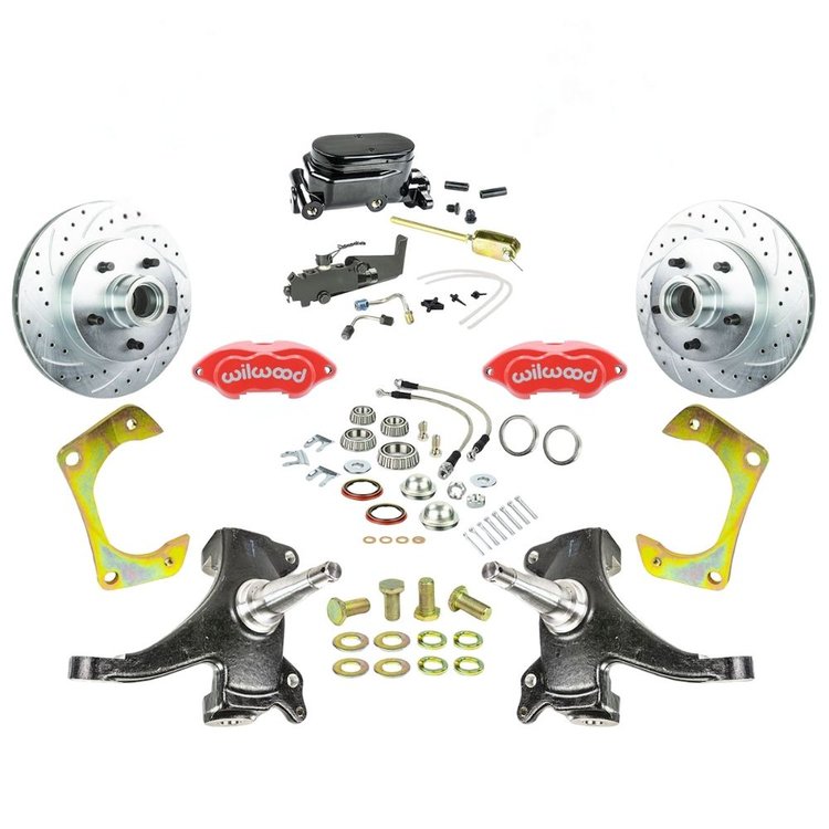 TSD6315DZYP 1963-1970 GM Truck/Suburban, 2 in. Drop Std Front Disc Brake Kit, Black Wilwood Calipers 5 Lug