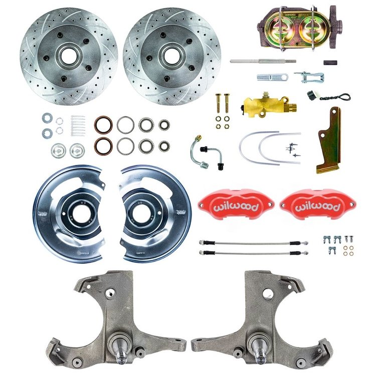 TSD6315ZP 1963-1970 Chevy/GMC Truck/Suburban, Std Front Disc Brake Kit Red Wilwood Calipers 5 Lug