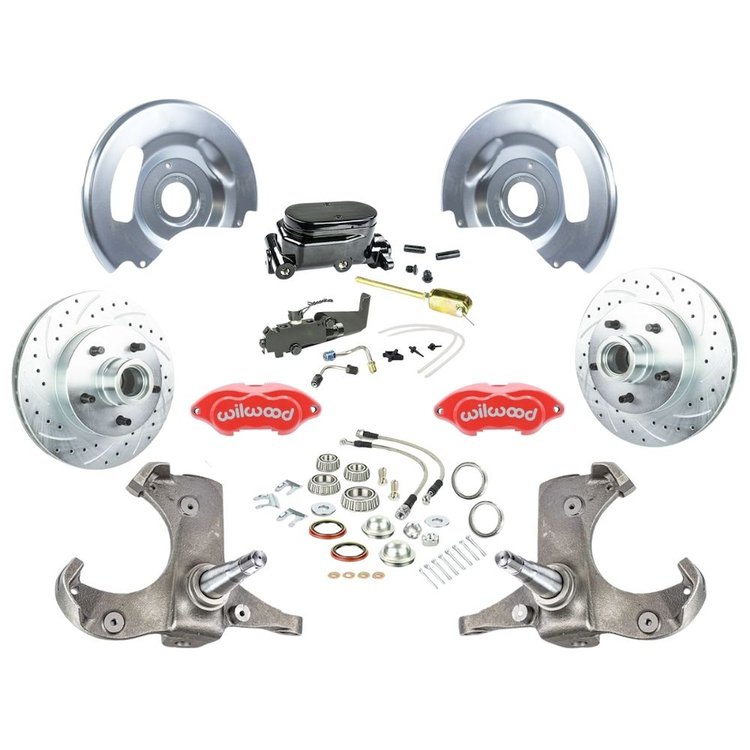 TSD6315ZYP 1963-1970 Chevy/GMC Truck/Suburban Std Front Disc Brake Kit, Red Wilwood Calipers, 5 Lug