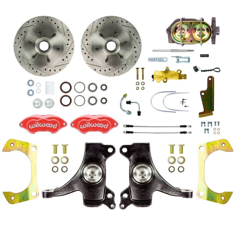 TSD6316DZP 1963-1970 GM Truck/Suburban, 2 in. Drop Std Front Disc Brake Kit Red Wilwood Calipers, 6 Lug