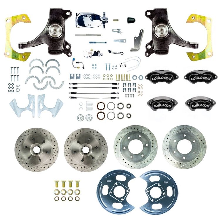TSD6346DBXP 1963-1970 GM Truck/Suburban, 2 in. Drop, Std 4-Wheel Disc Kit Black Wilwood Calipers