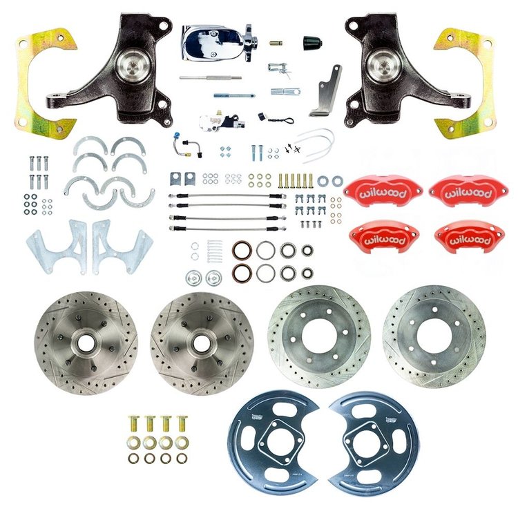 TSD6346DZXP 1963-1970 GM Truck/Suburban, 2 in. Drop, Std 4-Wheel Disc Kit, Red Wilwood Calipers