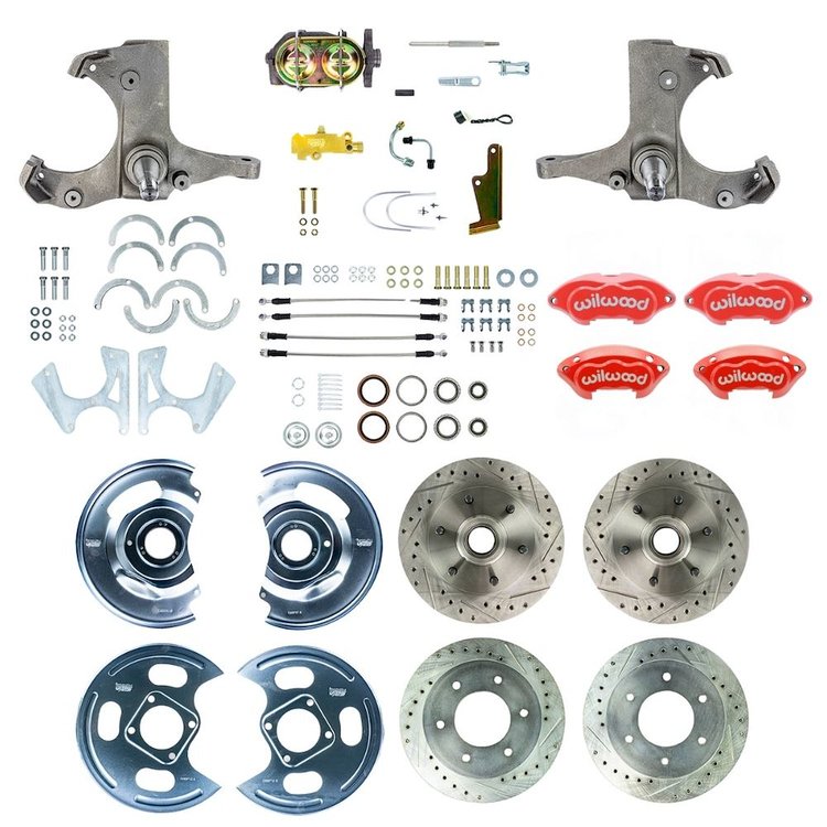 TSD6346ZP 1963-1970 Chevy/GMC Truck/Suburban, Manual 4-Wheel Disc Kit Red Wilwood Calipers