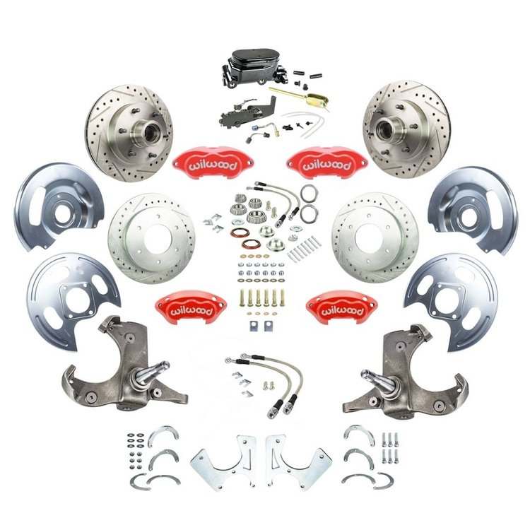 TSD6346ZYP 1963-1970 Chevy/GMC Truck & Sub Std 4-Wheel Disc Brake Kit, Red Wilwood Calipers