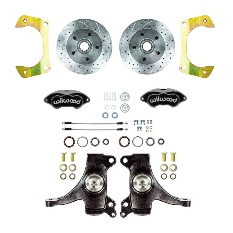 TWK6015DBP 1960-1962 Chevy Truck 2WD 2 in. Drop At The Wheel Disc Brake Kit Black Wilwood Calipers