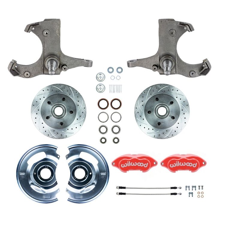 TWK6015ZP 1960-1962 Chevy Truck 2WD, "At The Wheel" Disc Conversion Kit, Red Wilwood Calipers