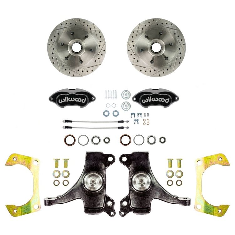 TWK6016DBP 1960-1962 GM Truck 2WD, 2 in. Drop At The Wheel Disc Brake Black Wilwood Calipers 6x5.5