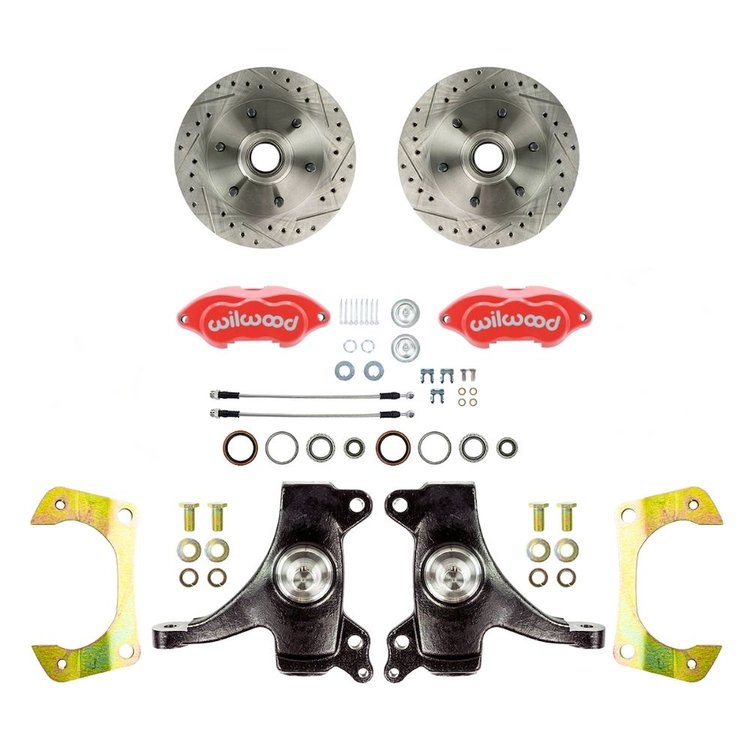 TWK6016DZP 1960-1962 GM Truck, 2WD, 2 in. Drop At The Wheel Disc Brake Red Wilwood Calipers 6x5.5