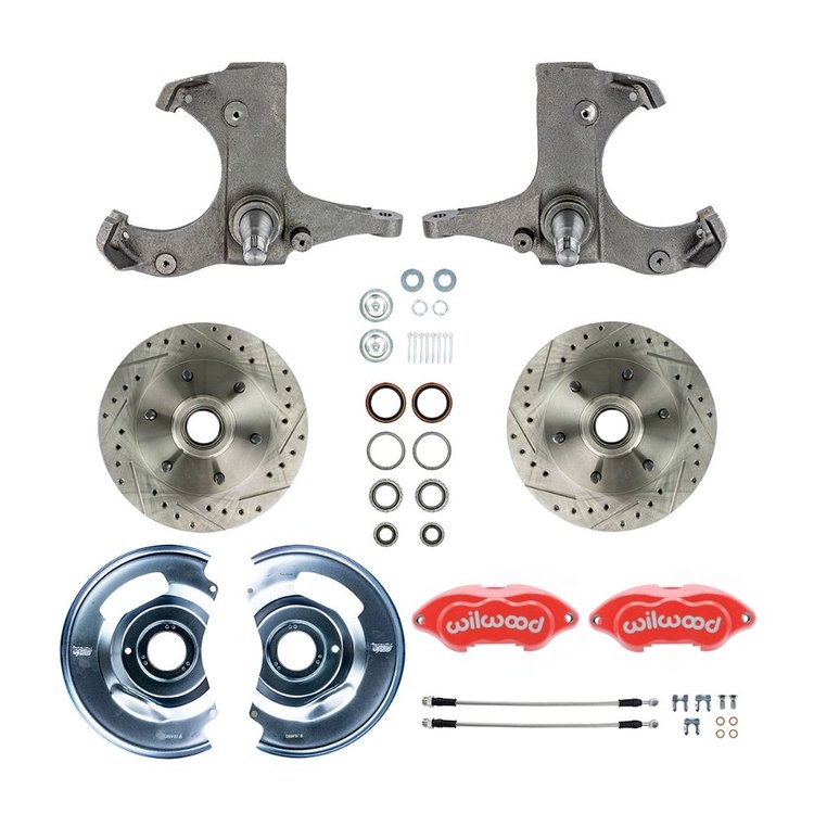 TWK6016ZP 1960-1962 GM Truck, 2WD, "At The Wheel" Disc Brake Kit Red Wilwood Calipers 6x5.5