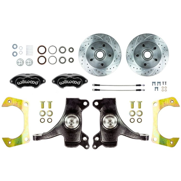 TWK6315DBP 1963-1970 GM Truck 2WD, 2 in. Drop At The Wheel Disc Brake kit Black Wilwood Calipers