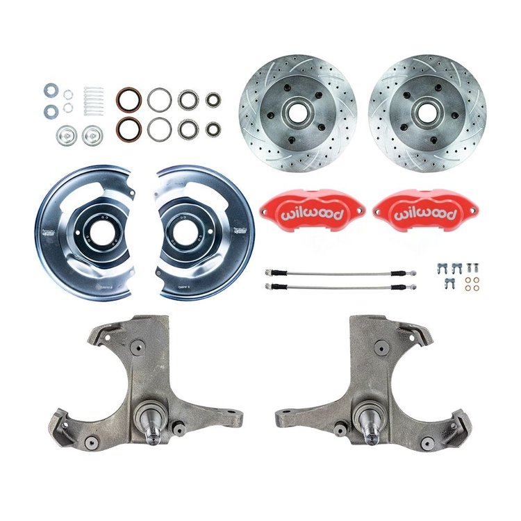 TWK6315ZP 1963-1970 GM Truck/Suburban, 2WD, At-The-Wheel Disc Conversion Kit Red Wilwood Calipers