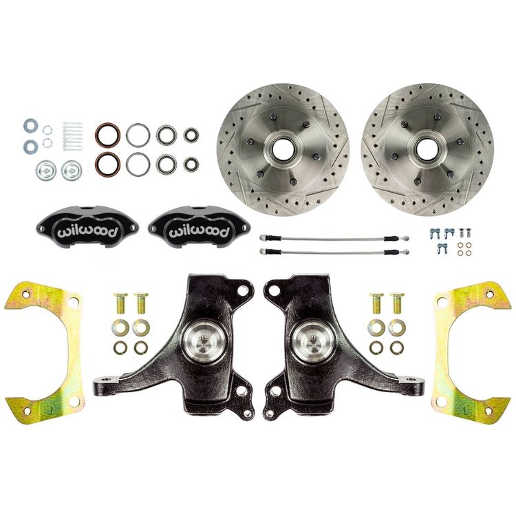 TWK6316DBP 1963-1970 GM Truck 2WD, 2 in. Drop At The Wheel Disc Brake kit Black Wilwood Calipers