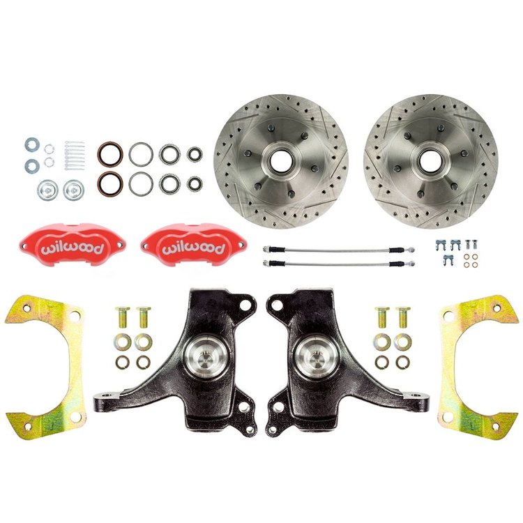 TWK6316DZP 1963-1970 GM Truck/Suburban 2WD, 2 in. Drop At The Wheel Disc Brake kit Red Wilwood Calipers