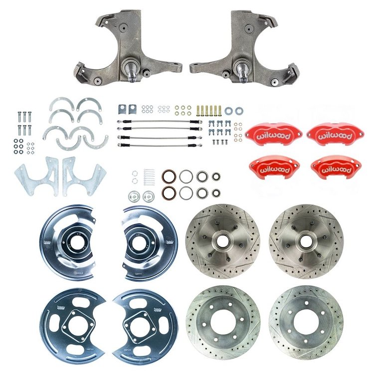TWK6346ZP 1963-1970 GM Truck 2WD 4 Wheel "At The Wheel" Disc Brake Kit Red Wilwood Calipers