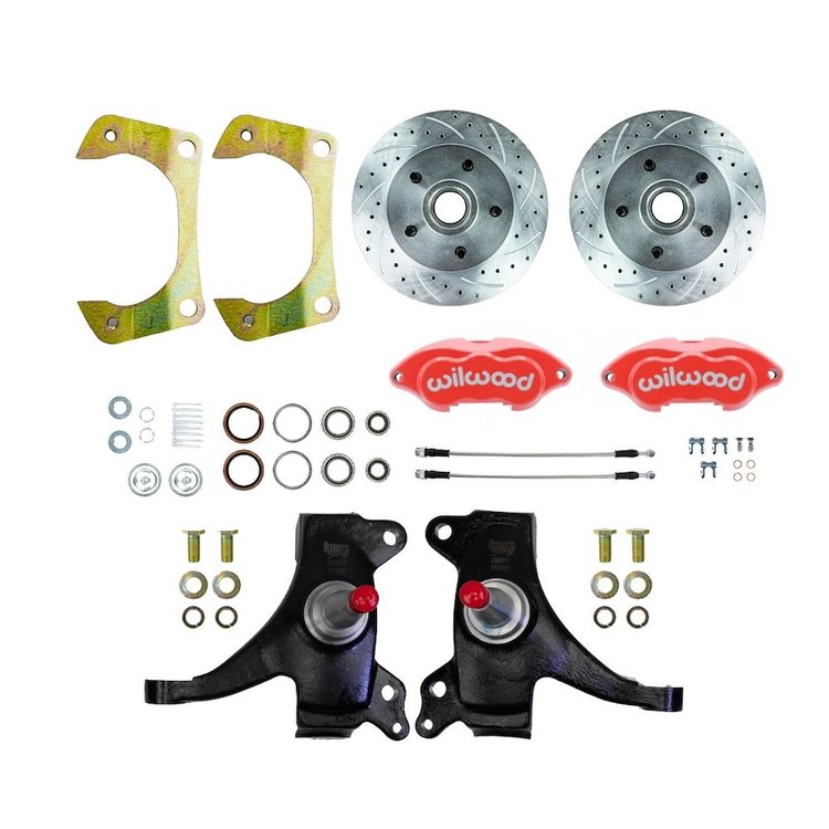 TWK7125DZP 1971-1972 GM Truck/Suburban, 2WD, 2 in. Drop At The Wheel Disc Kit Red Wilwood Calipers