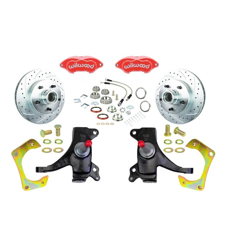 TWK7325DZP 1973-1987 GM Truck/Suburban 2WD, 2 in. Drop At The Wheel Disc Brake Kit Red Wilwood Calipers