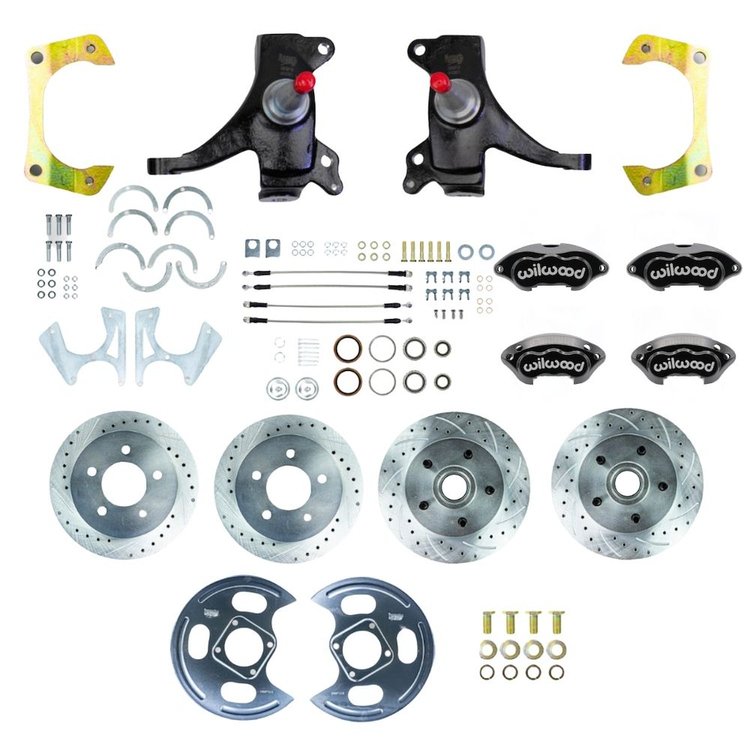TWK7355DBP 1973-1987 GM Truck/Suburban 2 in. Drop 4-Wheel At The Wheel Disc Kit Black Wilwood Calipers