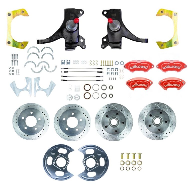 TWK7355DZP 1973-1987 GM Truck/Suburban 2 in. Drop 4-Wheel At The Wheel Disc Kit, Red Wilwood Calipers