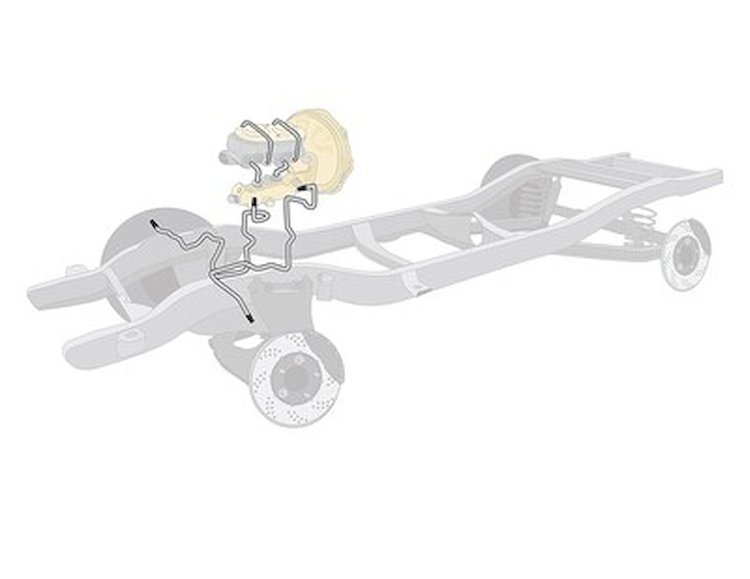 65 -66 Pwr. Drum - Front Brake Line Kit 4 Pcs.