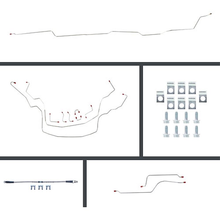 64 Nova Manual 4 Wheel Disc Conversion Complete Brake Line Kit 26 Pcs. Stainless
