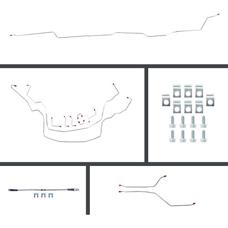 66 Nova Manual 4 Wheel Disc Conversion Complete Brake Line Kit 26 Pcs. Stainless