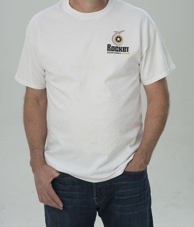 Rocket Racing Wheels Logo TShirt White Medium