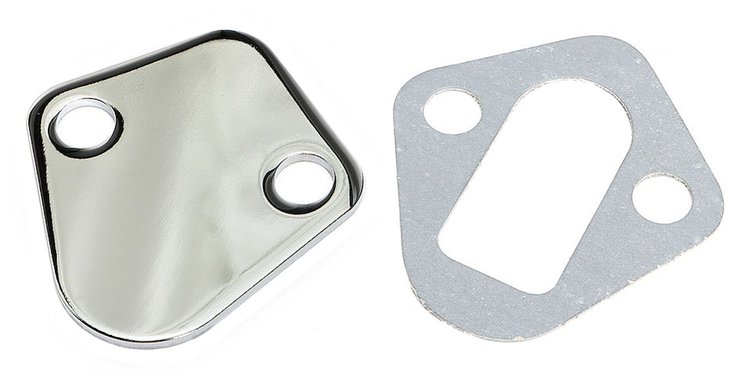 Plain Chrome Fuel Pump Block-Off Plate Big Block Chevy 396-502