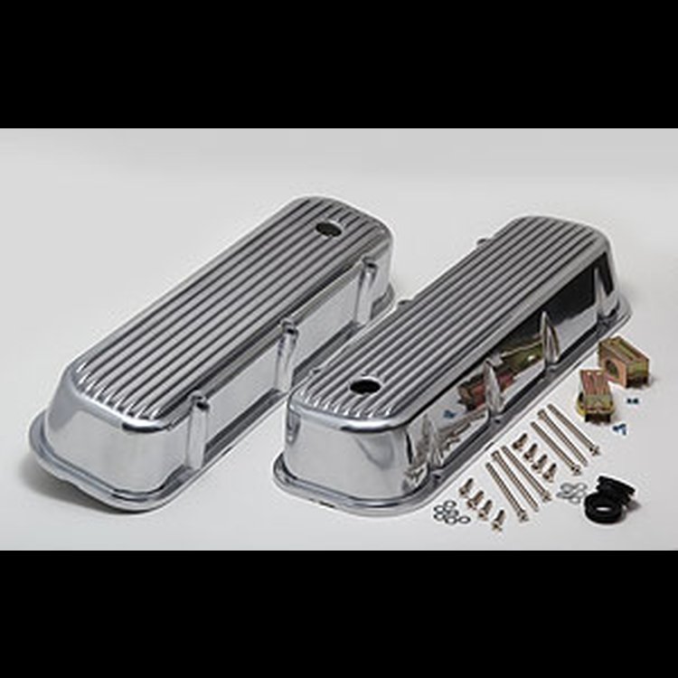 Polished Finned Aluminum Valve Covers 1965-95 Big Block Chevy 396-502