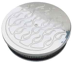 Flamed Round Aluminum Air Cleaner Set 14" Diameter