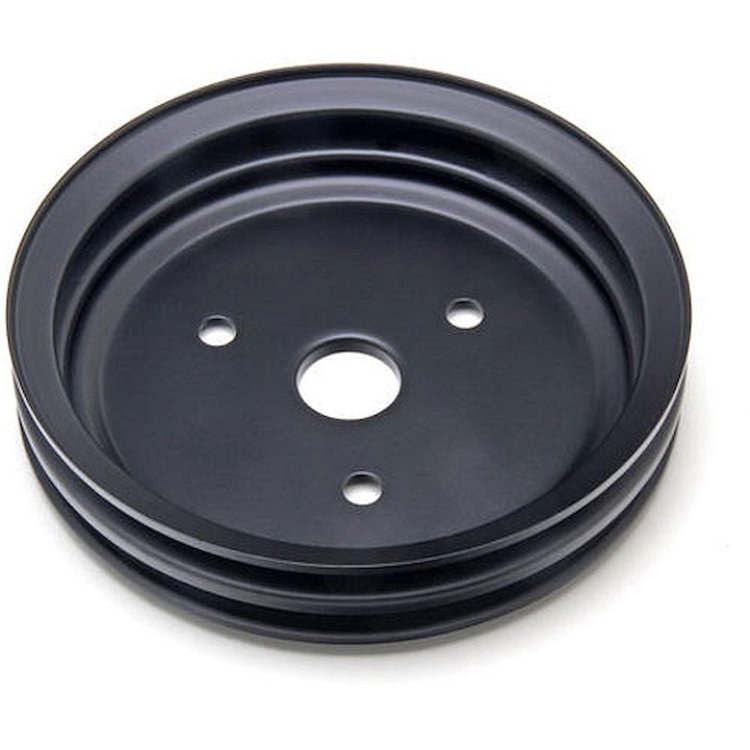 Black Powder Coated Crankshaft Pulley 1955-68 Short Waterpump
