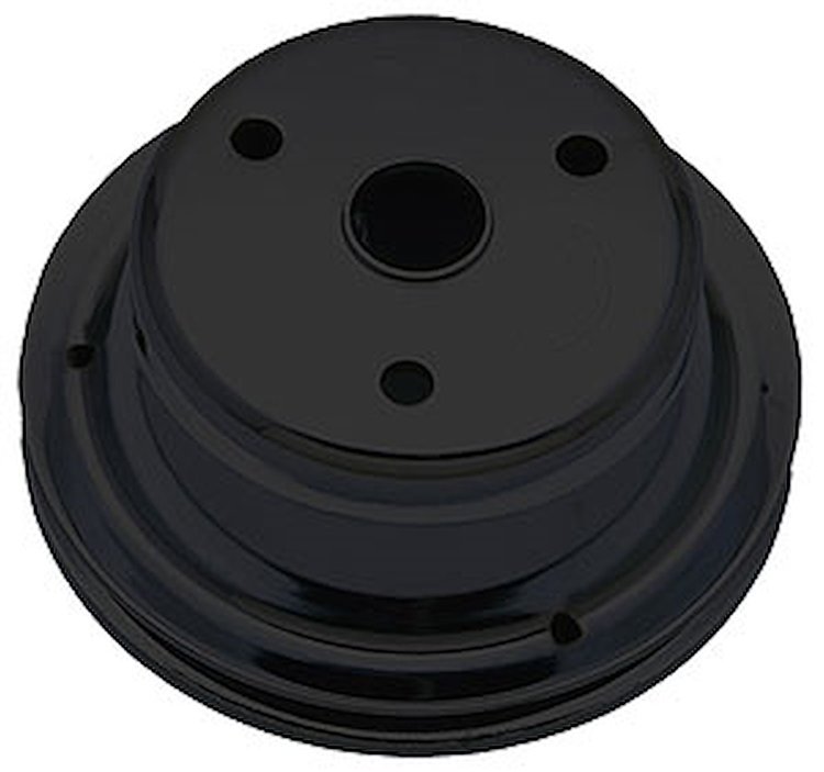 Black Powder Coated Crankshaft Pulley 1969-85 Long Waterpump