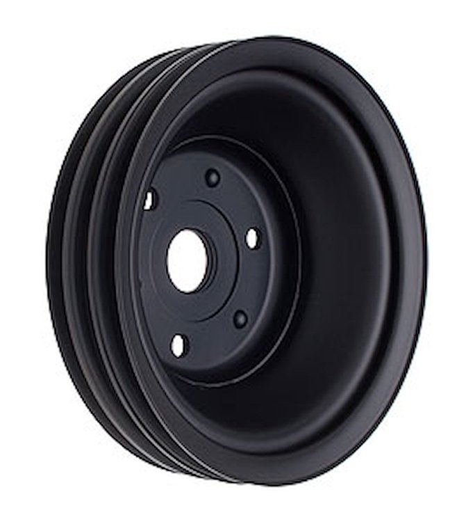 Black Powder Coated Crankshaft Pulley 1969-1985 GM Long Water Pump
