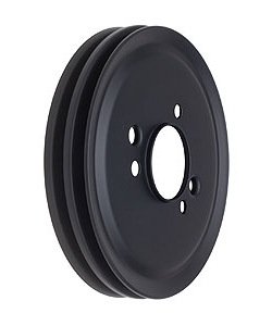 Black Powder Coated Crankshaft Pulley 1965-68 Short Waterpump