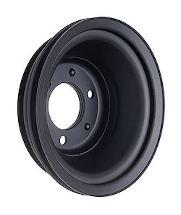 Black Powder Coated Crankshaft Pulley 1969-85 Long Waterpump