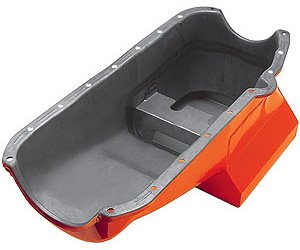 Orange Powdercoated Street/Strip Oil Pan 1955-78 Small Block Chevy 283-400