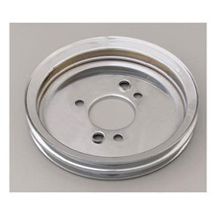 Chrome Crankshaft Pulley 2-Groove V-belt [1965-1968 Big Block Chevy Short Water Pump]
