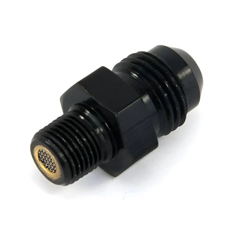 00-01153-F 1/8 in. NPT x 6AN Straight Filter Fitting, Male/Male, Black