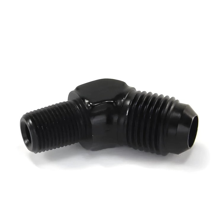 00-01252 1/8 in. NPT x 6AN 45-Degree Fitting, Male/Male, Black