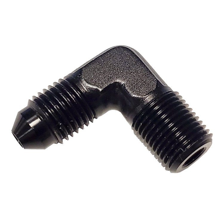 00-01350-A 1/8 in. NPT x 3AN 90-Degree Fitting, Male/Male, Black