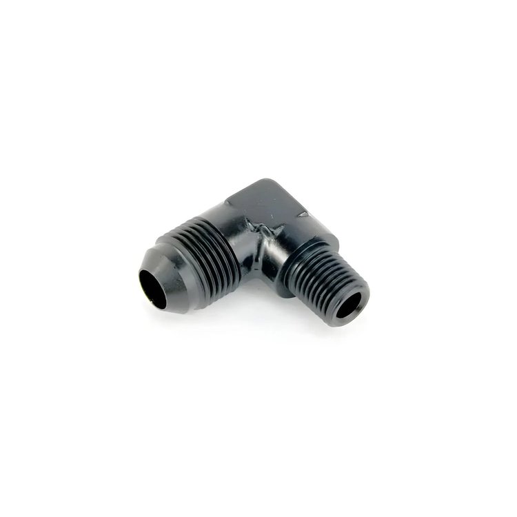 00-01356 1/4 in. NPT x 8AN 90-Degree Fitting, Male/Male, Black