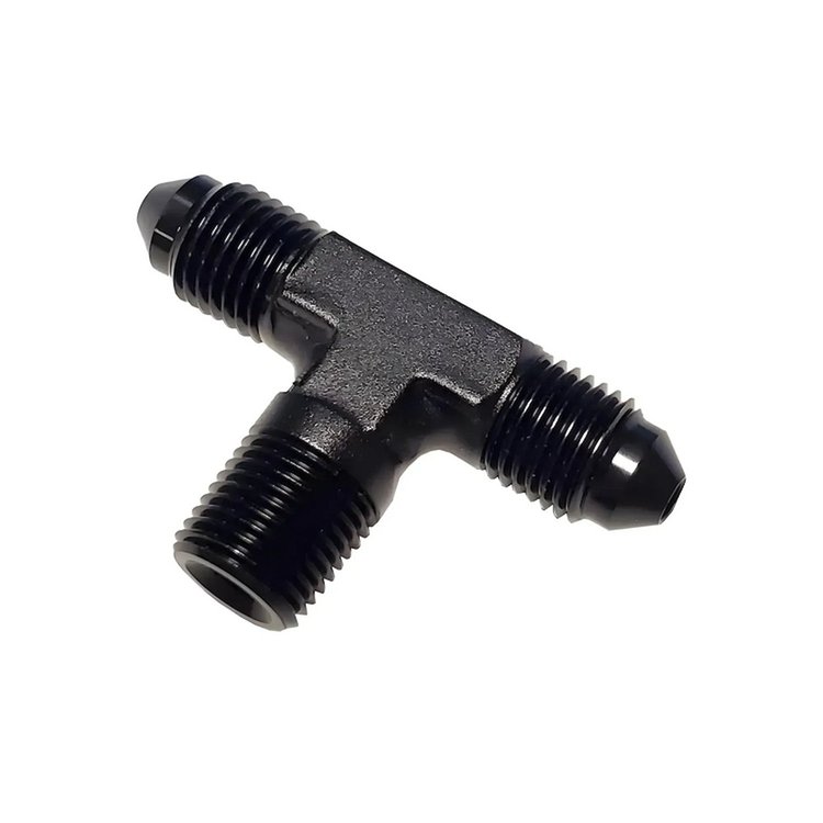 00-01400-A 1/8 in. NPT x 3AN x 3AN Branch Tee Fitting, Male/Male/Male, Black