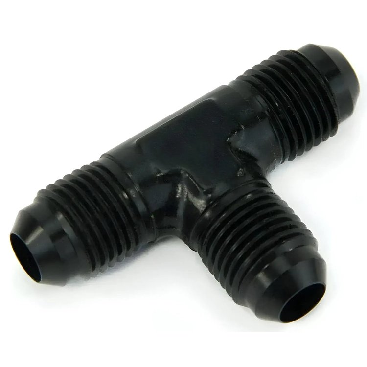 00-01436 6AN x 6AN x 6AN Tee Fitting, Male/Male/Male, Black