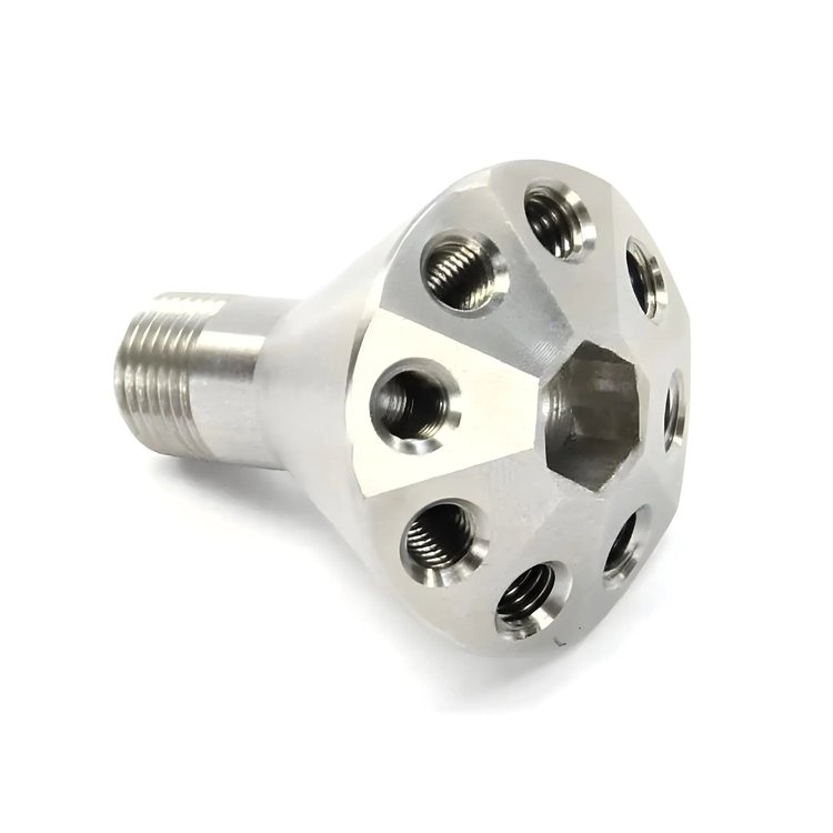 00-01719 1 In 8 Out Showerhead Distribution Block, 1/8 in. NPT Inlet, 10-32 in. Outlets