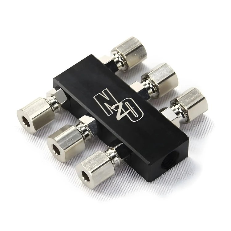 00-01762 Compact 1 In 6 Out Distribution Block w/Compression Fittings, 1/8 in. NPT Inlet, 5/16-24 in. Outlets