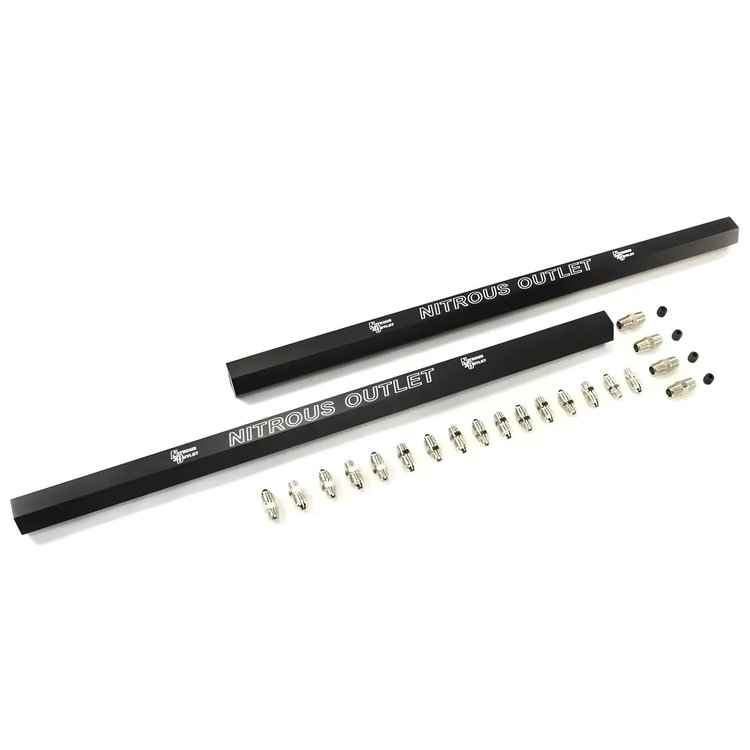 00-01765-D Dual Passage Dual Injection Rails w/Fittings, DYI, Anodized Black, Laser Marked, 18 in. Long
