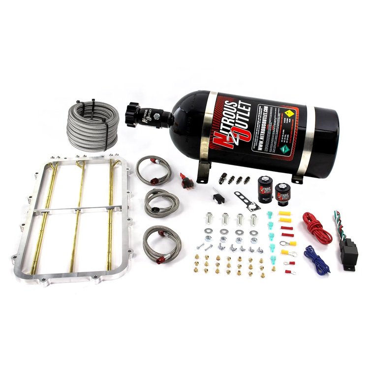 00-10183-10 GM Holley Hi-Ram Single Stage Intake Spacer Plate System, Gas/E85, 5-55psi, 50-300HP, 10lb Bottle